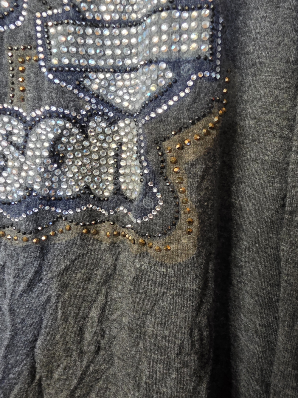 Harley-Davidson Dark Gray Hooded Long Sleeve Blouse with Rhinestone Logo - Picture 5 of 10